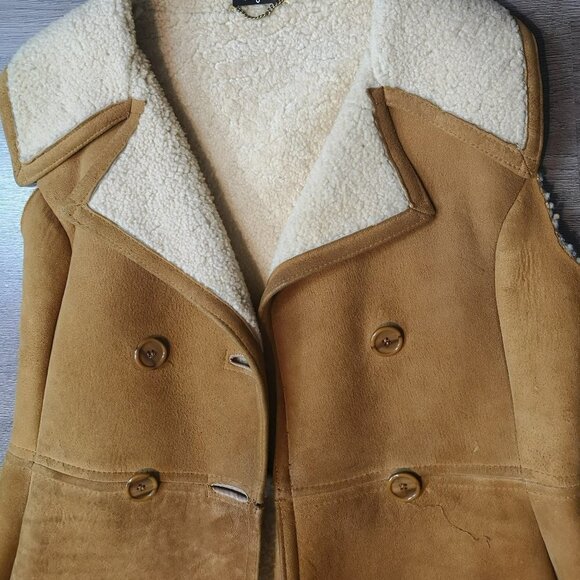 Y2K Vintage Sheepskin Shearling Sleeveless Waist Coat Vest - Picture 14 of 14